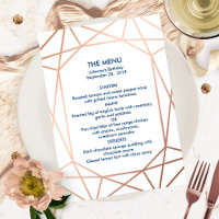 Elegant Rose Gold & Navy Blue Geometric Menu