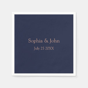 Elegant Rose Gold Navy Blue Wedding Paper Napkin