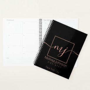 Elegant Rose Gold on Black appointment Planner