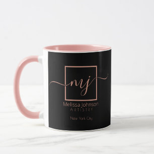 Elegant Rose Gold on Black Mug