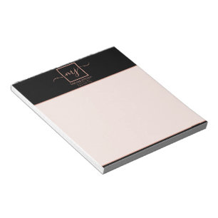 Elegant Rose Gold on Black Notepad