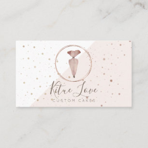 Elegant Rose Gold Pastry Bag Bakery Business Card