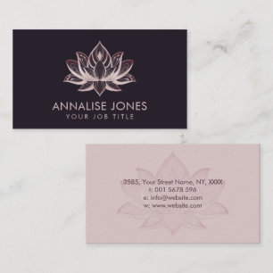 Elegant Rose Gold Pearl Lotus Flower Business Card