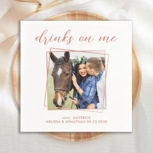 Elegant Rose Gold Personalised Photo Wedding Napkin