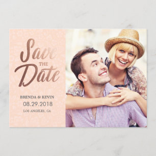 Elegant Rose Gold Photo Save the Date Card