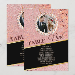 Elegant Rose Gold Photo Seating Chart Card