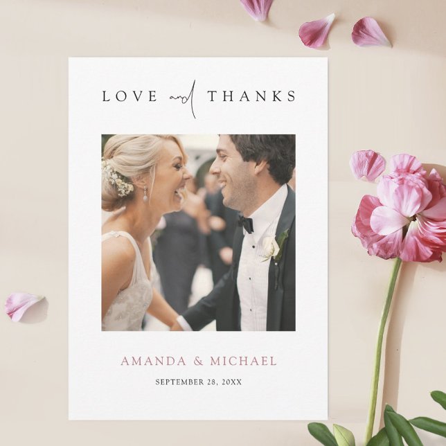 Elegant Rose Gold Photo Thank You Wedding Card  (Creator Uploaded)