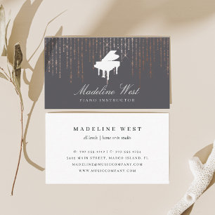 Elegant Rose Gold Piano Instructor Music Teacher Business Card