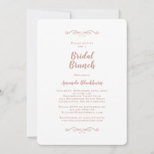 Elegant Rose Gold Pink Calligraphy Bridal Brunch Invitation