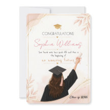 Elegant Rose Gold & Pink Floral Graduation card