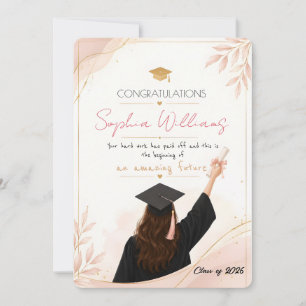 Elegant Rose Gold & Pink Floral Graduation card