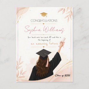 Elegant Rose Gold & Pink Floral Graduation card