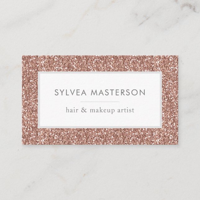 Elegant Rose Gold Pink Glitter Modern Minimal Business Card (Front)