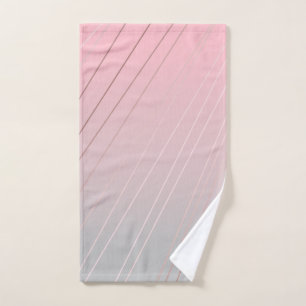Elegant rose gold, pink & grey gradient ombre bath towel set