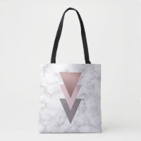 elegant rose gold pink grey triangles white marble