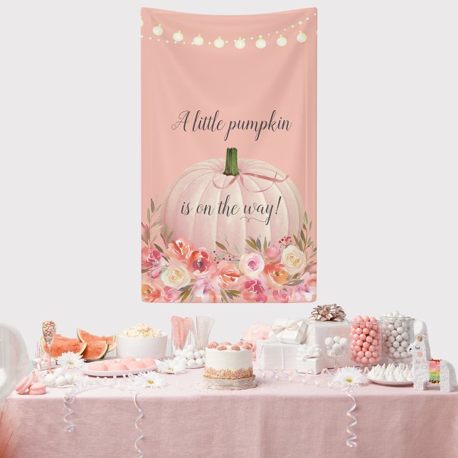 Elegant Rose Gold Pumpkin Baby Shower Banner (Creator Uploaded)