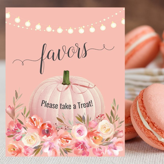 Elegant Rose Gold Pumpkin Baby Shower Favours Poster (Creator Uploaded)