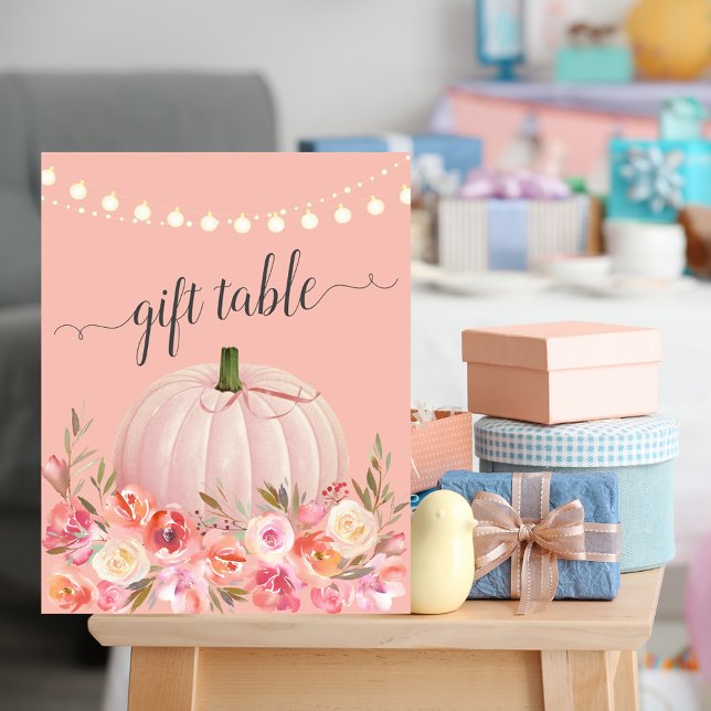 Elegant Rose Gold Pumpkin Shower Gift Table Poster (Creator Uploaded)