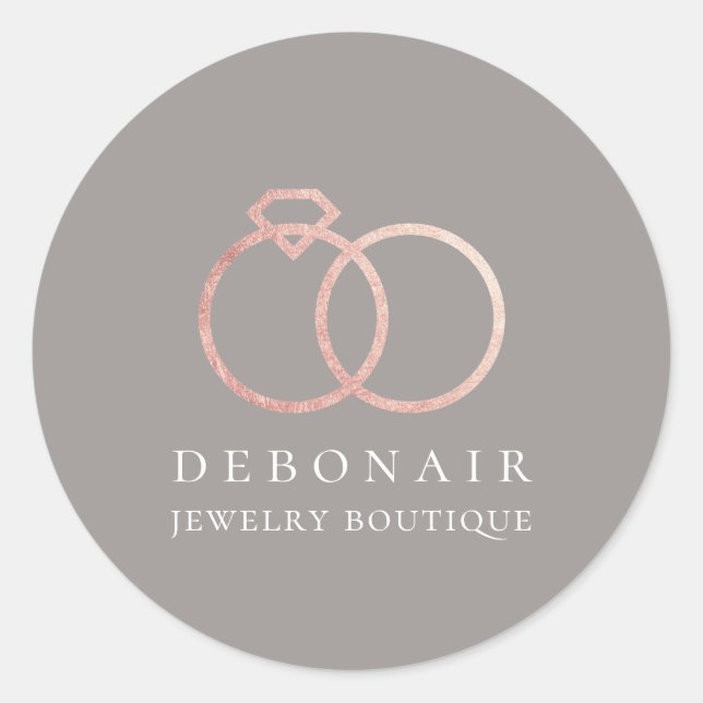 Elegant Rose Gold Ring Logo Personalised Classic Round Sticker (Front)