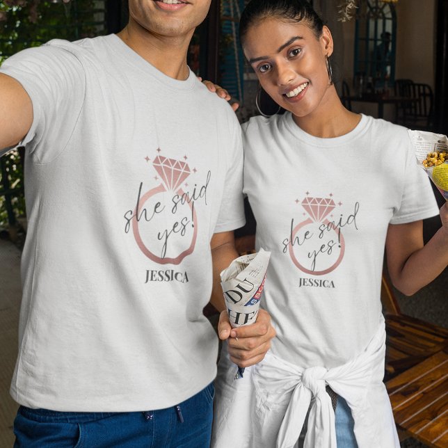Elegant Rose Gold Ring She Said Yes Engagement T-Shirt (Creator Uploaded)