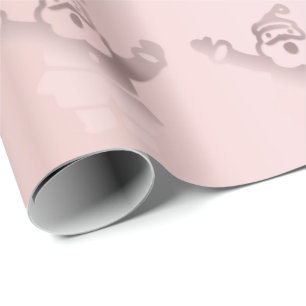 Elegant Rose Gold Santa Claus Christmas Pattern Wrapping Paper
