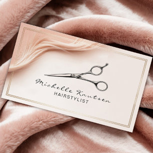 Elegant Rose Gold Scissors Hair Stylist Business Card