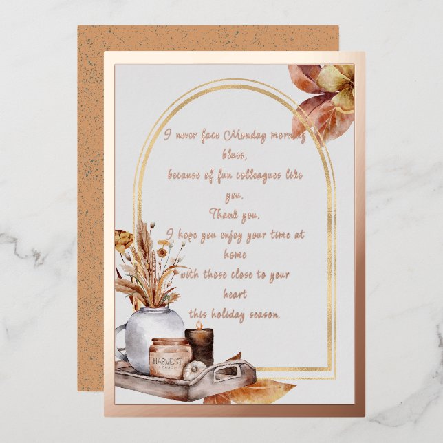 Elegant Rose Gold Script & Frame Colleagues (Front/Back)