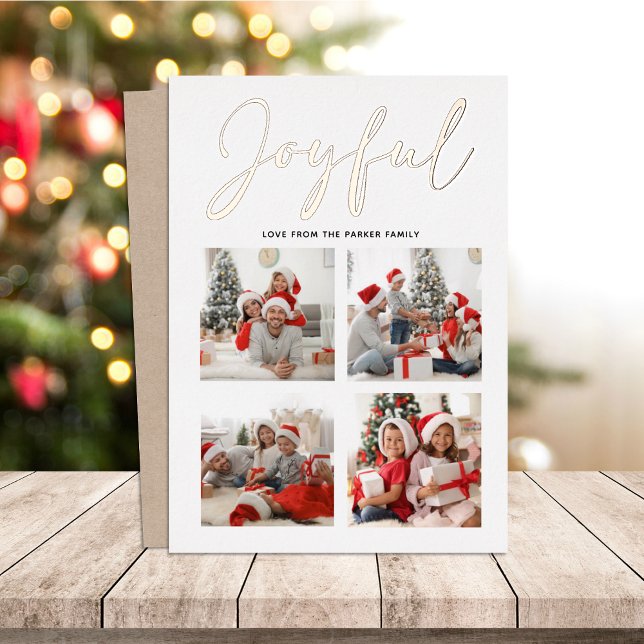 Elegant Rose Gold Script JOYFUL Modern Beige Photo (Creator Uploaded)