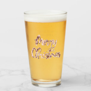 Elegant Rose Gold Script Merry Christmas Glass