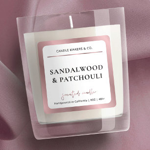 Elegant Rose Gold Script Minimal Modern Candle Jar Square Sticker