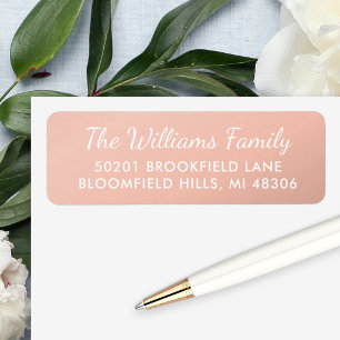 Elegant Rose Gold Script Return Address