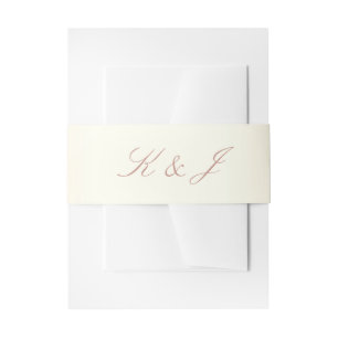Elegant Rose Gold Script Shiny Champagne Wedding Invitation Belly Band