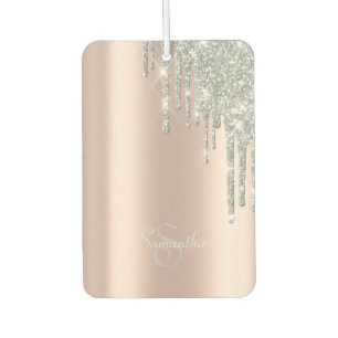 Elegant Rose Gold, Silver Glitter Drips Car Air Freshener