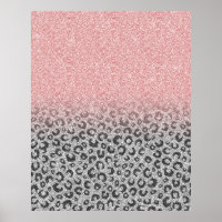  Elegant Rose Gold Silver Glitter Leopard Print