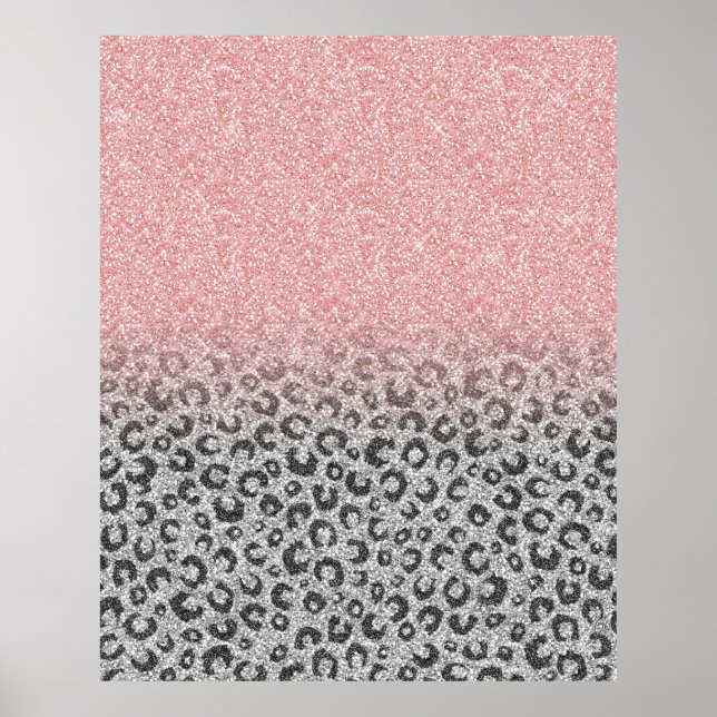  Elegant Rose Gold Silver Glitter Leopard Print (Front)