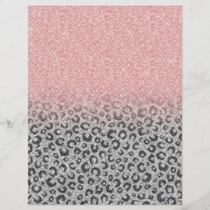  Elegant Rose Gold Silver Glitter Leopard Print Custom Letterhead