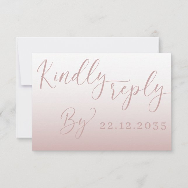 Elegant Rose Gold Simple RSVP Wedding Card (Front)
