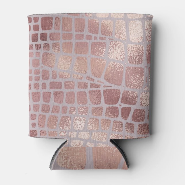 Elegant Rose Gold Snake Texture Can Cooler (Front)