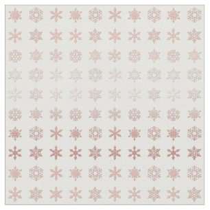 Elegant Rose Gold Snowflakes Patterned White Fabric