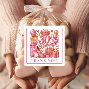 Elegant Rose Gold Sparkle 30th Birthday Stickers