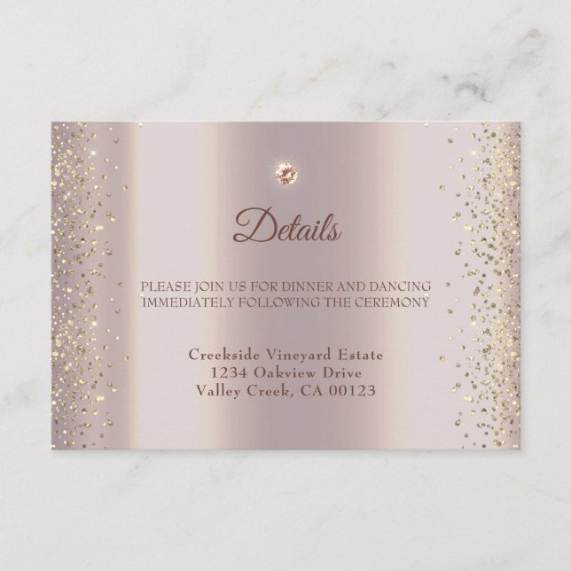 Elegant Rose Gold Sparkle Glitter Foil Enclosure Card (Front)
