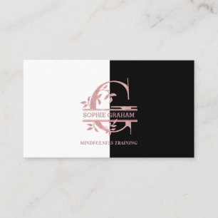 Elegant Rose Gold Split Custom Monogram Letter G Business Card