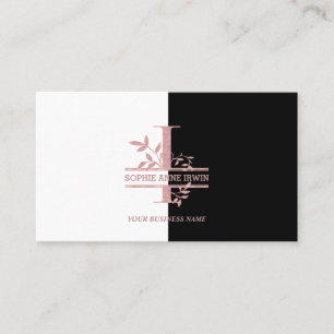 Elegant Rose Gold Split Custom Monogram Letter I Business Card