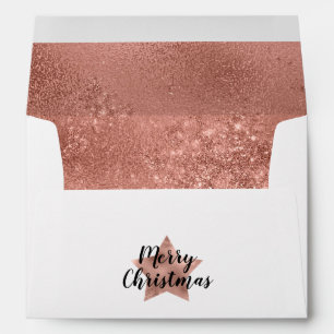 Elegant Rose Gold Star Merry Christmas Envelope