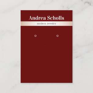 Elegant Rose Gold Striped Jewellery Earring Displa Business Card