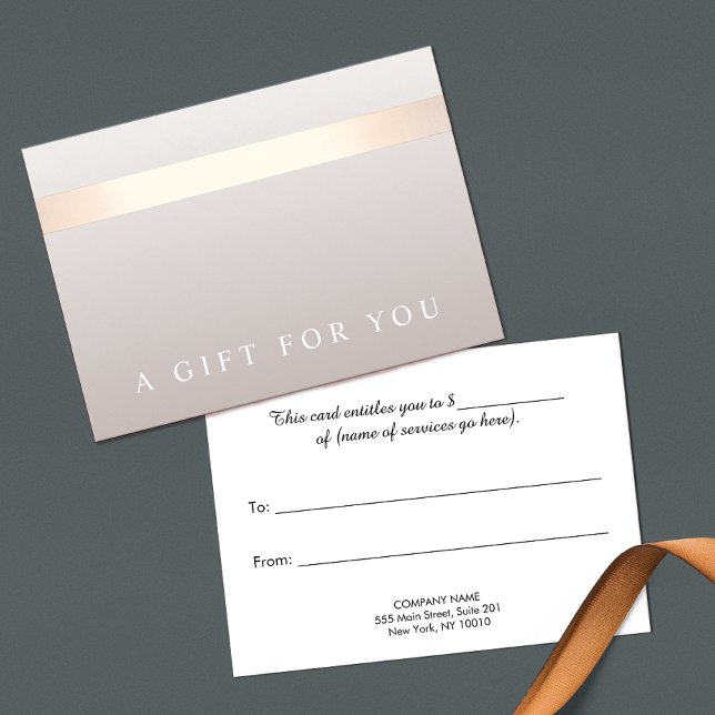 Elegant Rose Gold Striped Modern Gift Certificate (Creator Uploaded)