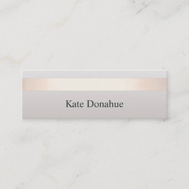 Elegant Rose Gold Striped Modern Stylish Grey Mini Business Card (Front)