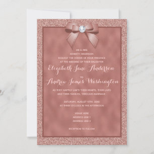 Elegant Rose Gold & Stylish Glitter Wedding Invitation