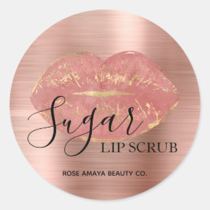 Elegant Rose Gold Sugar Lip Scrub Product Label