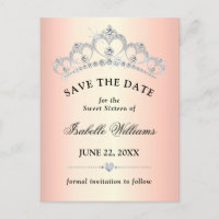 Elegant Rose Gold Sweet 16 Save The Date